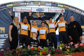 Rapha Condor Sharp team on podium, Tour Series 2011, round one