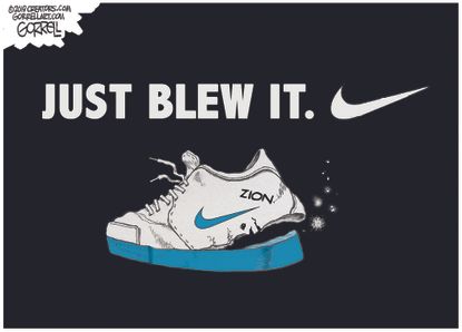 Editorial Cartoon U.S. NCAA Duke Zion Williamson Nike Shoe