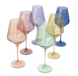 Colorful wine glasses.