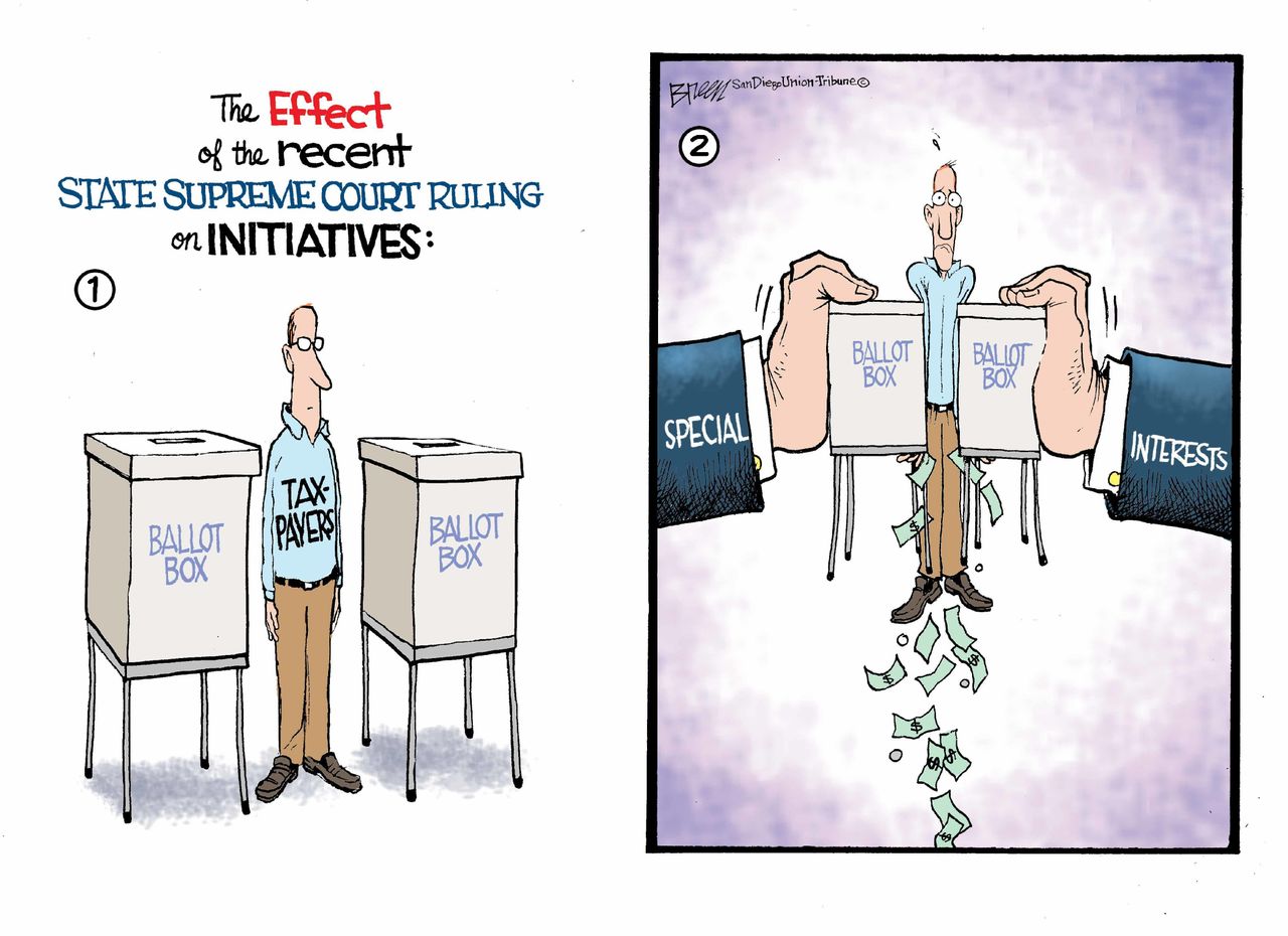 Political cartoon U.S. Supreme Court initiatives