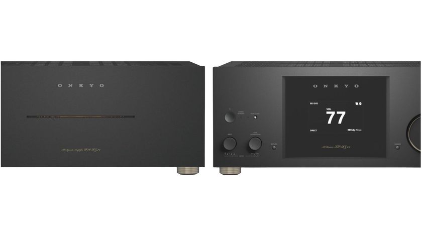 Two Onkyo AVR models on a white background.