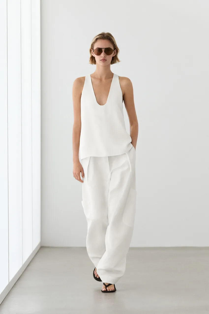 Massimo Dutti, Flowing V-Neckline Top