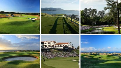 Six golf courses in a montage