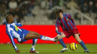 Lionel Messi in action for Barcelona against Espanyol in 2006.