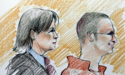 Jared Loughner (right), shown here in a Federal court room sketch with his attorney, reportedly shows signs of schizophrenia.