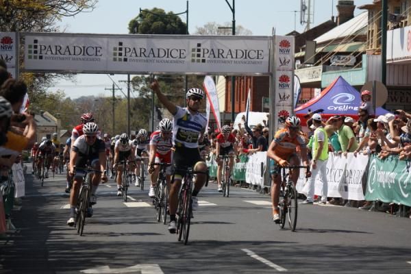 Luke Davison (Budget Forklifts) celebrates having won the 2012 Goulburn to Sydney Classic