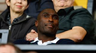 NOTTINGHAM, ENGLAND - SEPTEMBER 05: New Notts County Signing Sol Campbell watches from the stands during the Coca-Cola League Two match between Notts County and Burton Albion at Meadow Lane on September 5, 2009 in Nottingham, England. (Photo by Clive Brunskill/Getty Images)