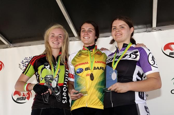 Under 17 women's cross country podium