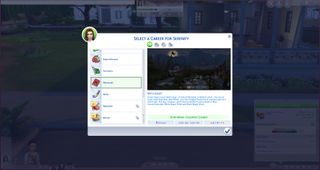 The Sims 4 career screen showing the witchcraft career.