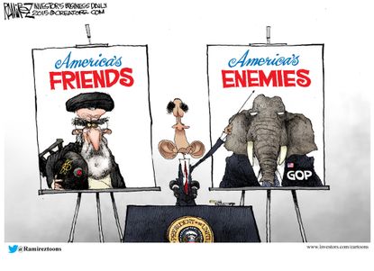 Obama cartoon U.S. GOP Iran Deal