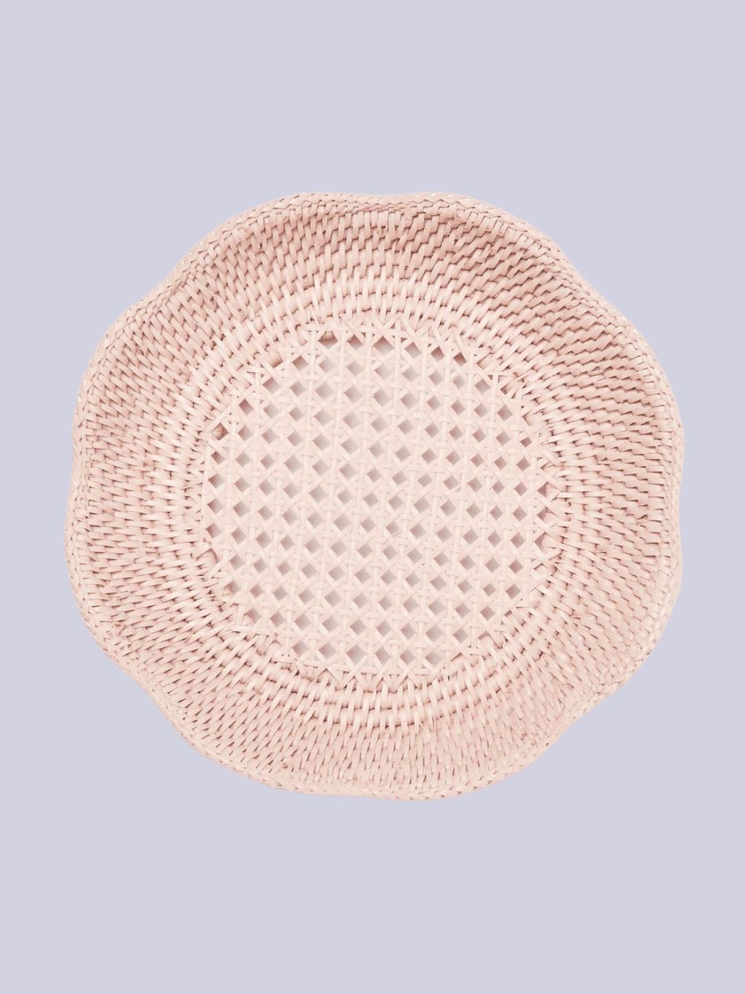 Casa by Josephine Jenno, Saratoga Round Rattan Scalloped Tray, Pink