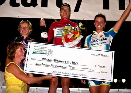 2011 Presbyterian Crit Women's Podium (L-R) Laura Van Gilder, Theresa Cliff-Ryan, Erica Allar.