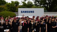 Samsung workers on strike