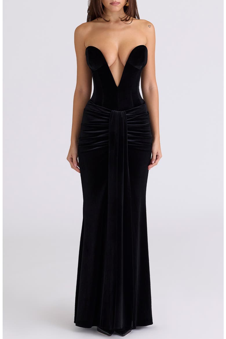 Vienne Deep Plunge Neck Velvet Gown