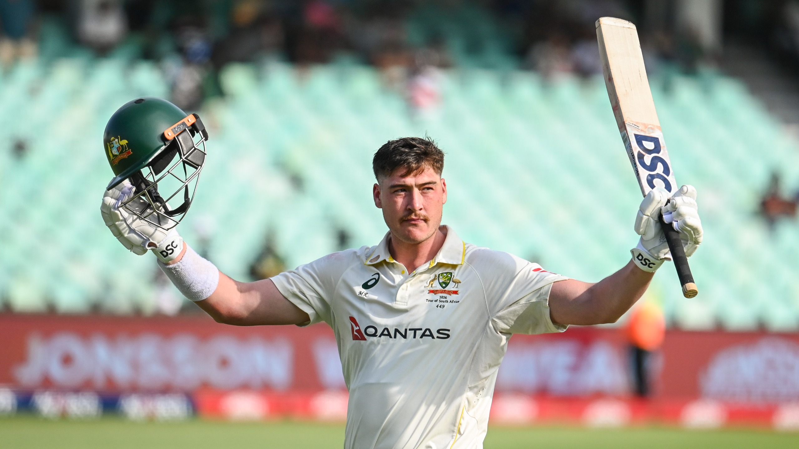Matthew Renshaw of Australia gestures as he leaves the field during day 2 of the 1st Dafabet Test match between South Africa and Australia