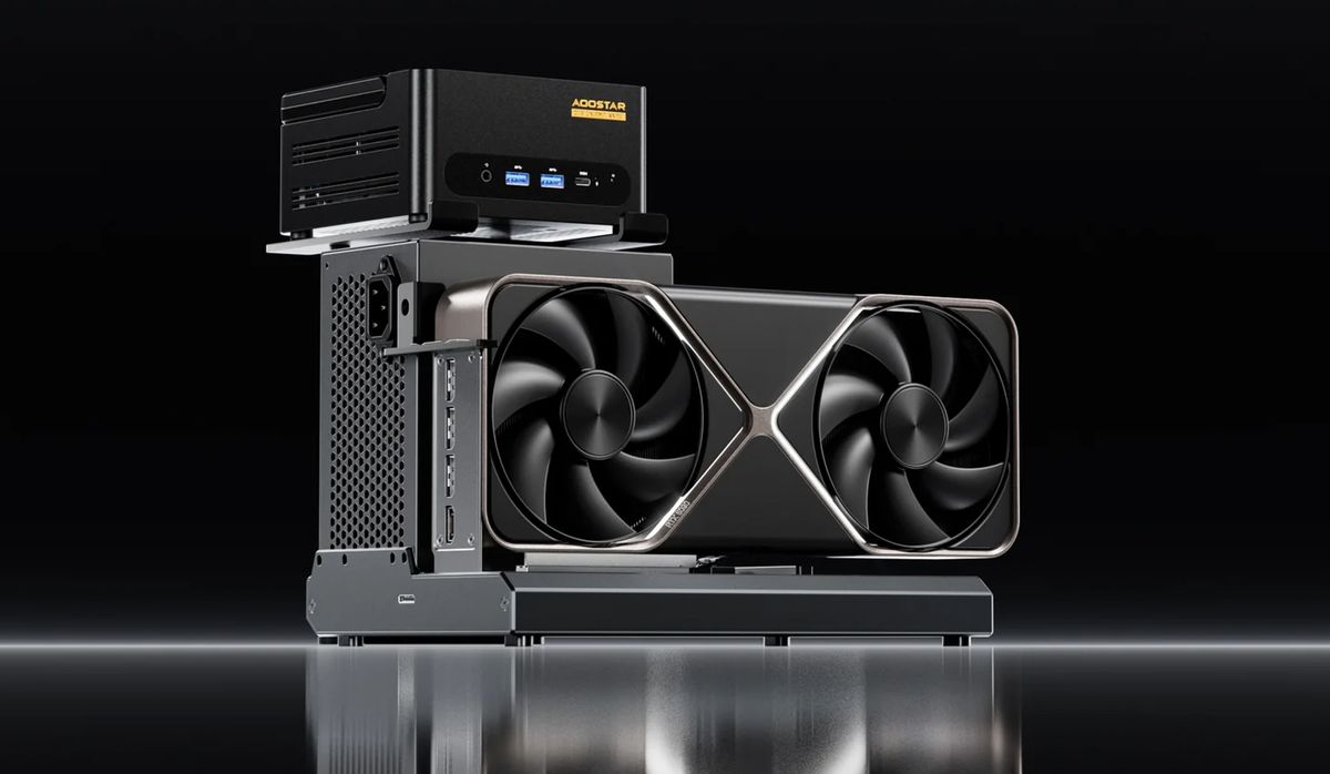 This is the weirdest 'eGPU' setup I've seen so far in 2025: this one has a strange mini PC holder and up to 150W Thunderbolt 5 power delivery