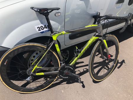 Omar Mendoza of Colombian team Medellin-Inder races aboard a Berria BR