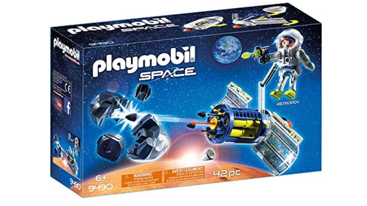 Producto de un set espacial de Playmobil colocado delante de un fondo blanco.