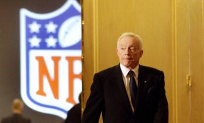 Owners, including Jerry Jones of the Dallas Cowboys, battle with the players' union over NFL's $9 billion a year revenue; Next year's season hangs in the balance.