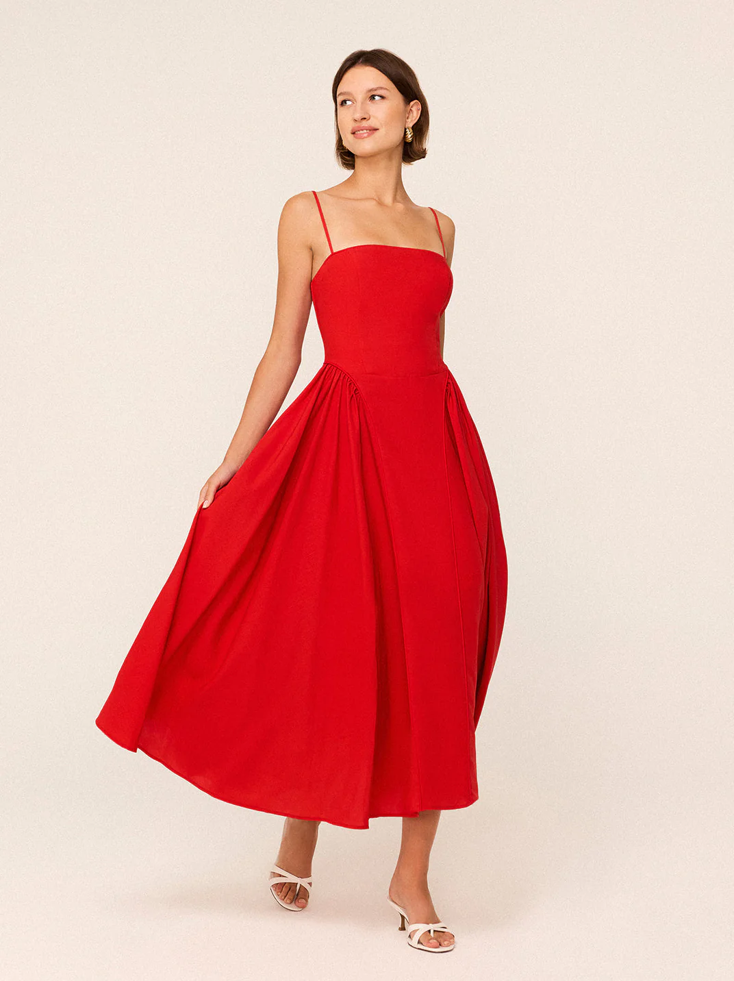 KITRI, Alberta Red Linen Blend Dress
