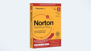 Box art for Norton AntiVirus Plus, 2021 edition.