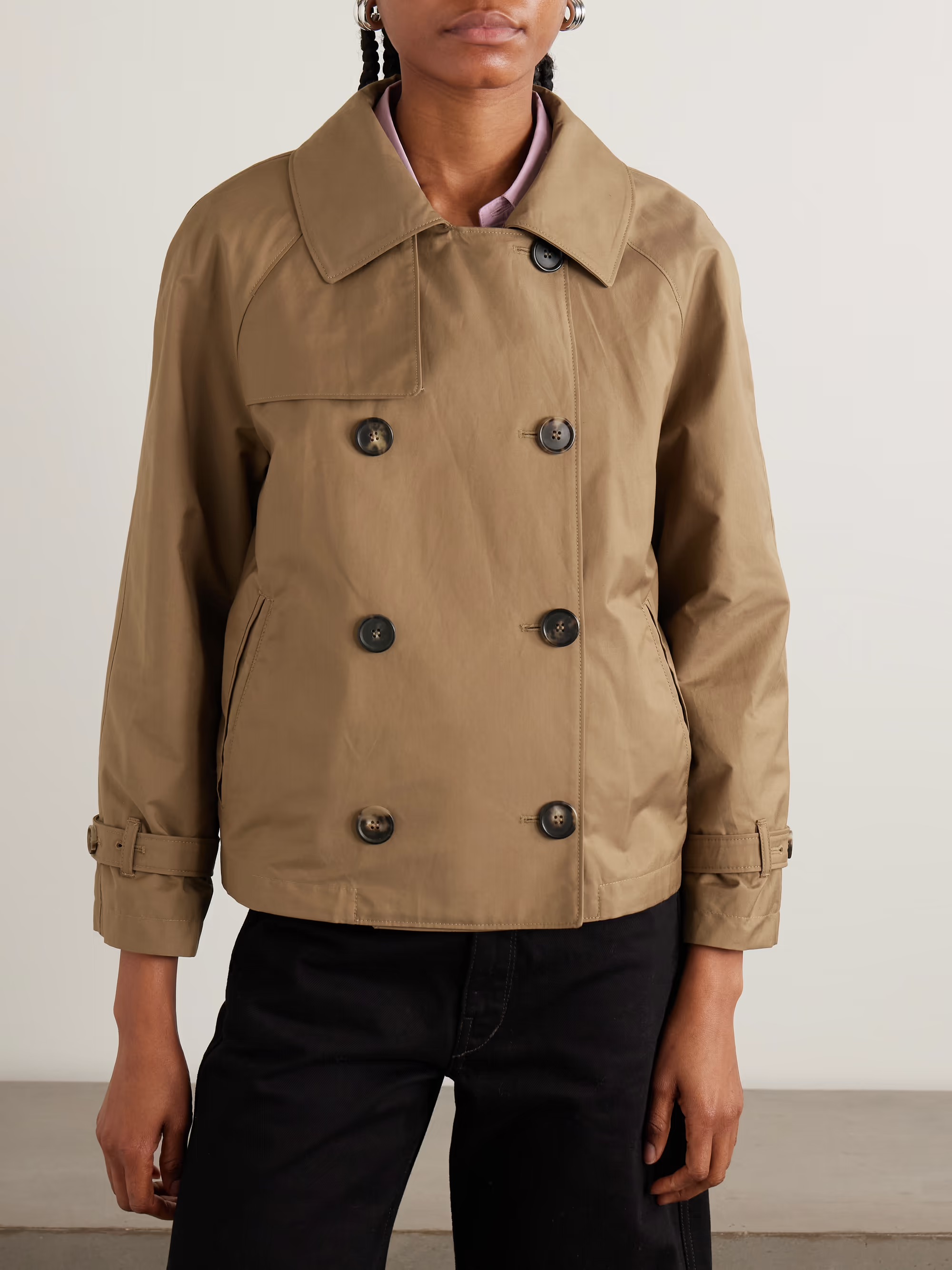 Max Mara, Tesoro Cropped Double-Breasted Cotton-Blend Gabardine Trench Coat