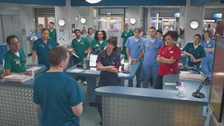 Max announces the deadly news to the ED team in Casualty 