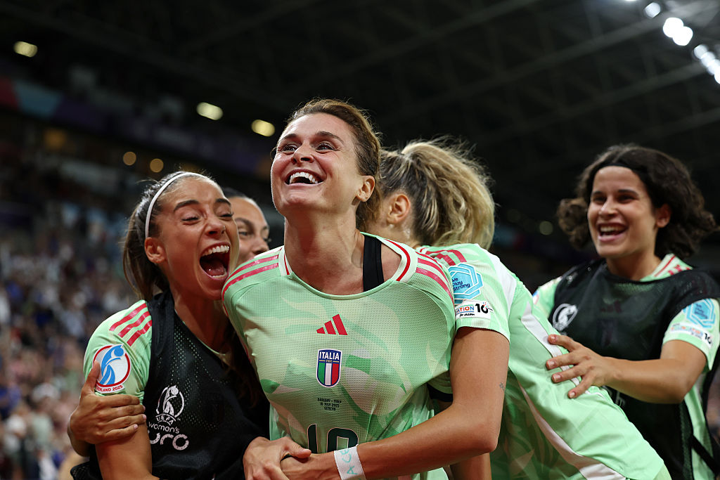 Italy celebrate Cristiana Girelli's winner