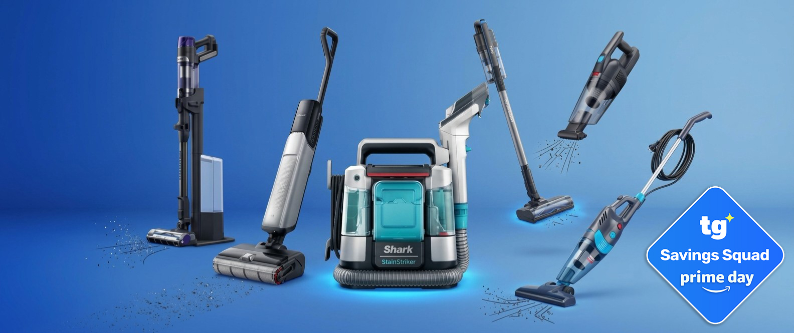 Vacuums on blue background with tg deal badge