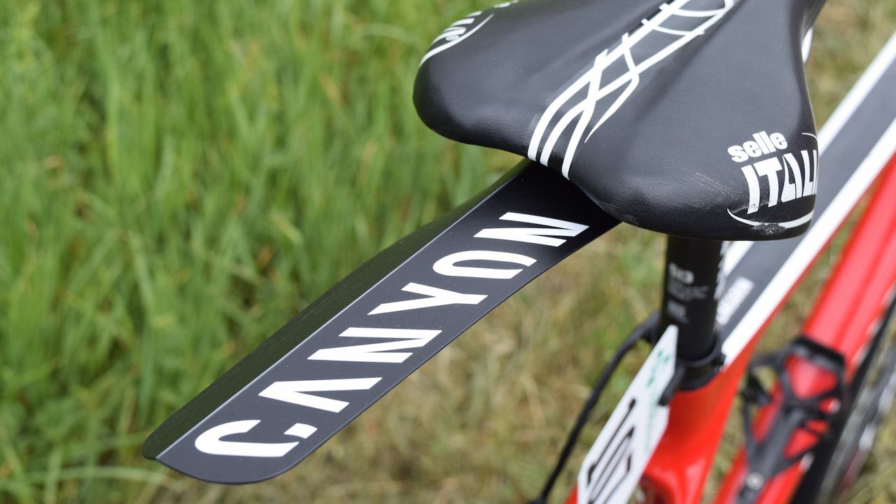 Katusha-Alpecin opted for lightweight, clip-on rear guards to protect from rear spray at the wet Tour de Romandie