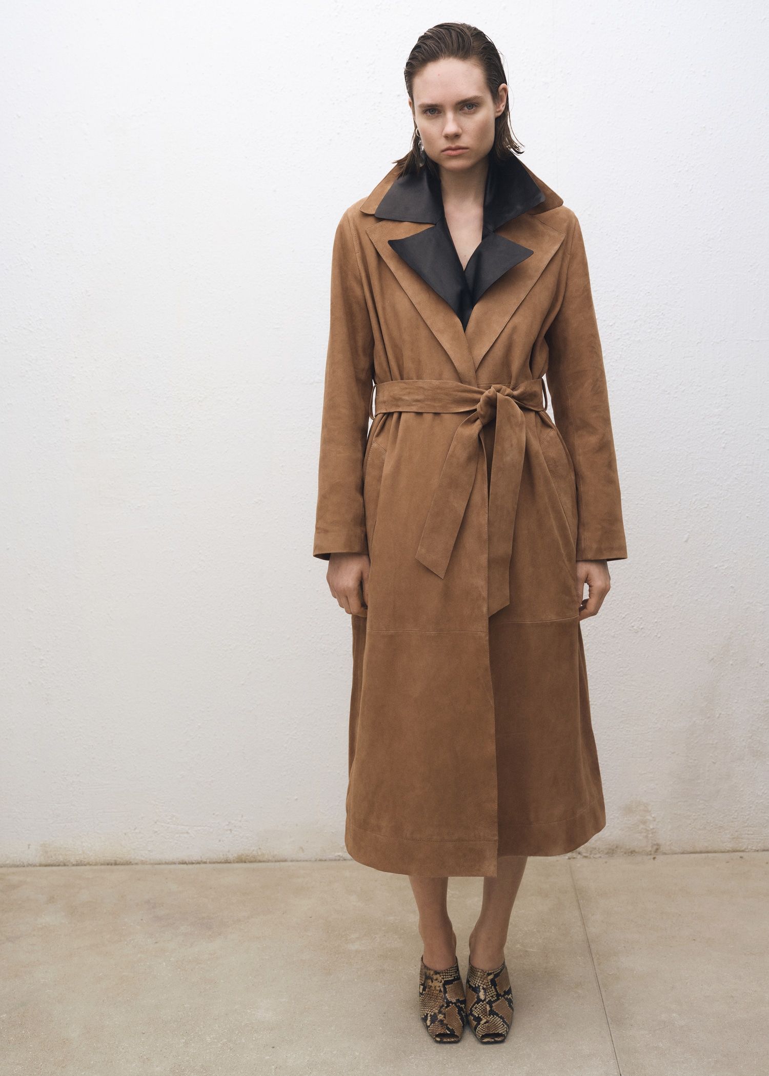 Belted Suede Trench Coat - Women | Mango Usa
