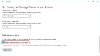 Windows 10 delete previous version in Storage