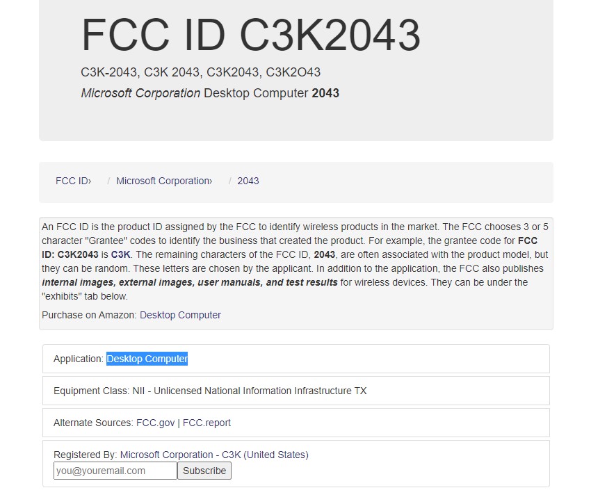 Arquivamento da FCC para área de trabalho da Microsoft