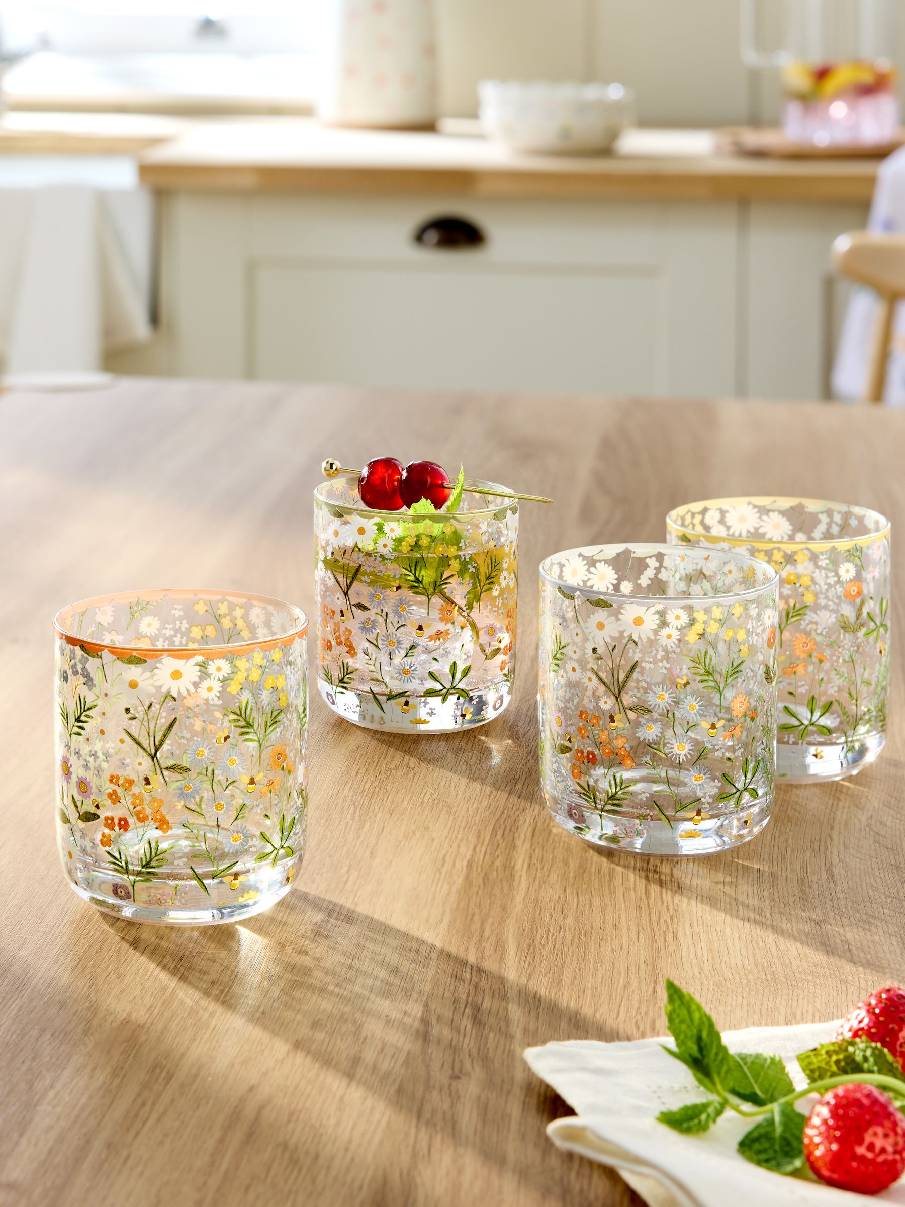 Set of 4 Multi Maisie Floral Tumbler Glasses