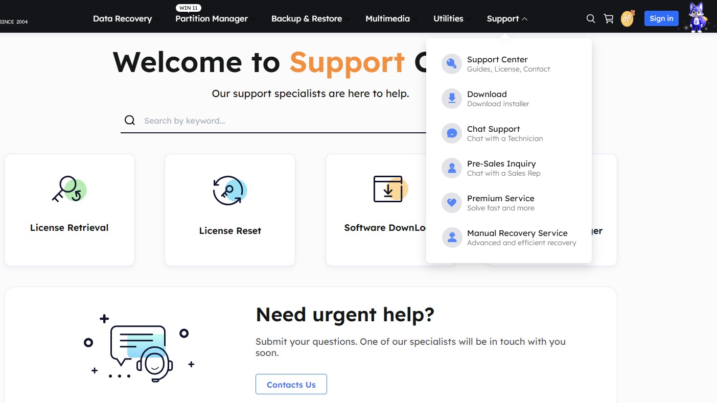EaseUS Data Recovery Wizard customer support