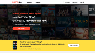 Screenshot of Foxtel Now homepage