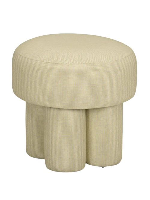 Masha Yellow Gingham Performance Linen Accent Stool
