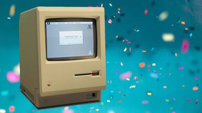 Apple Macintosh on party background