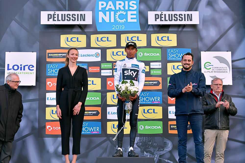 Egan Bernal in the white jersey at Paris-Nice