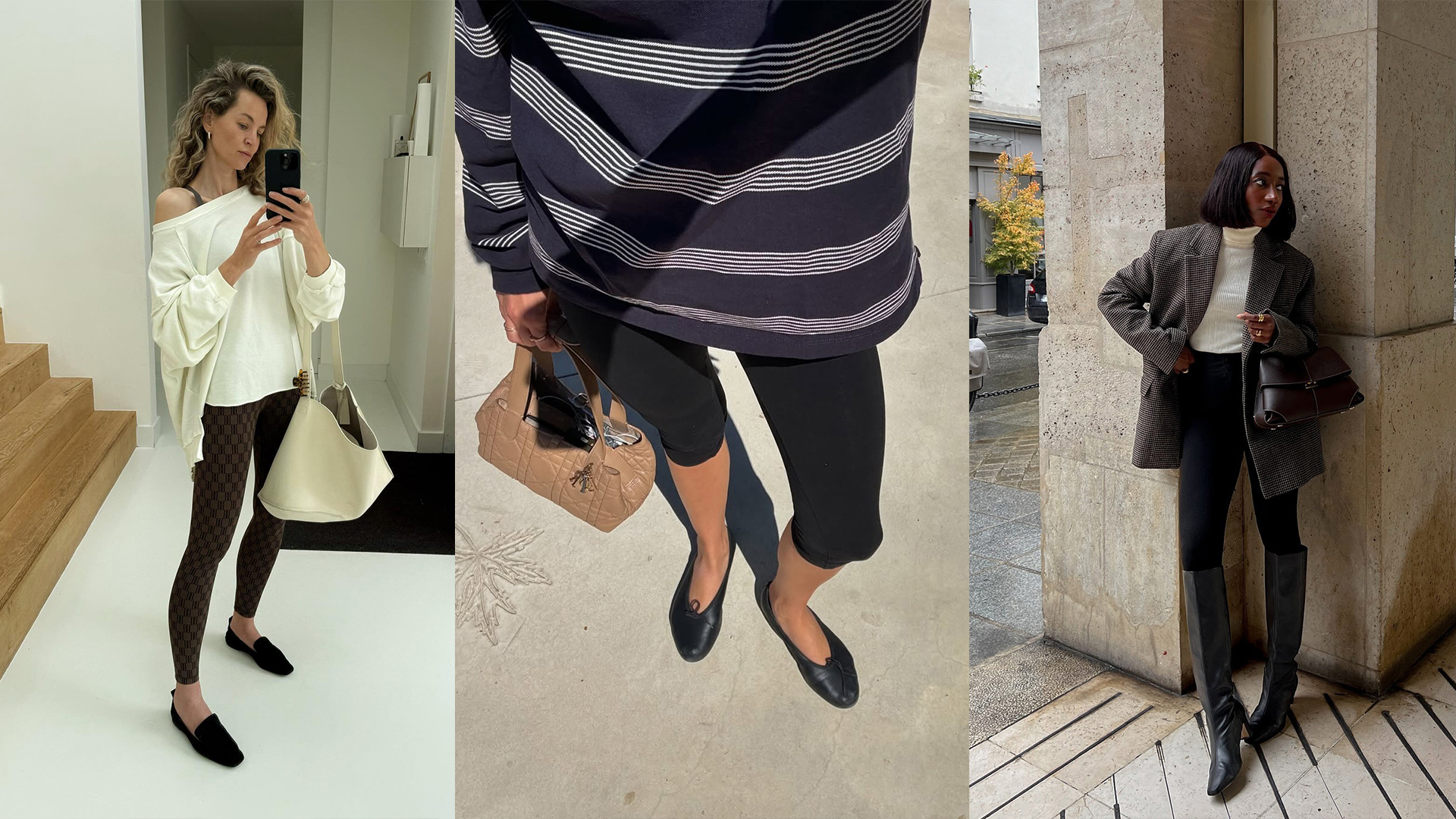 Influencers wearing dressed-up legging outfits