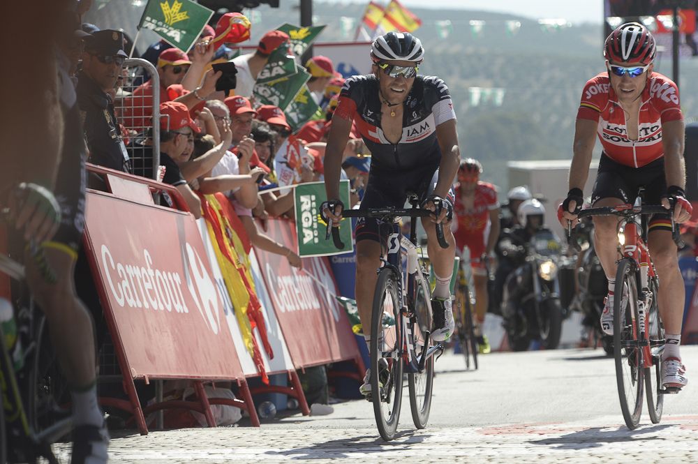 IAM Cycling's Larry Warbasse finishes stage 6 of the Vuelta a Espana.