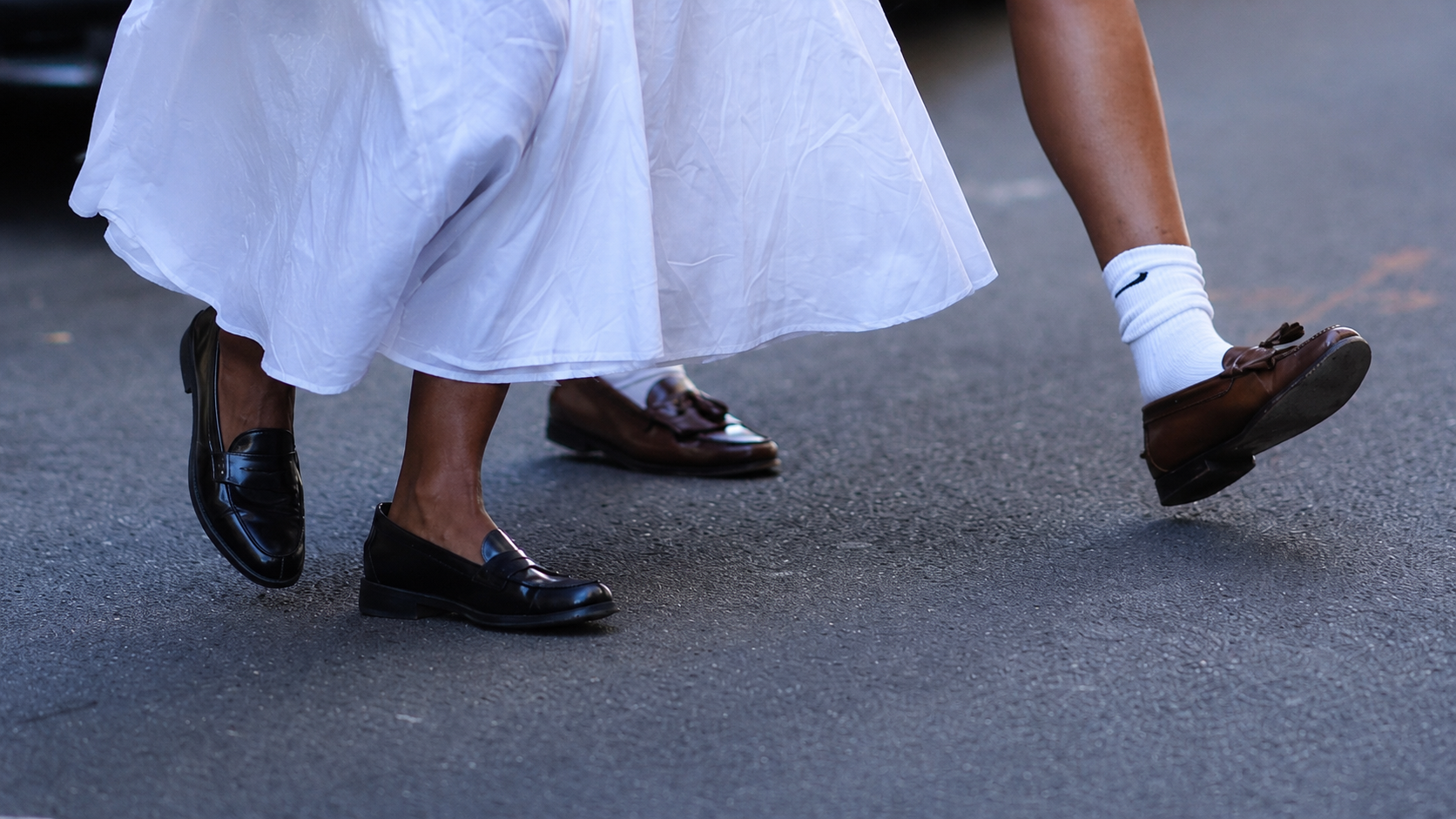 Street style featuring loafers