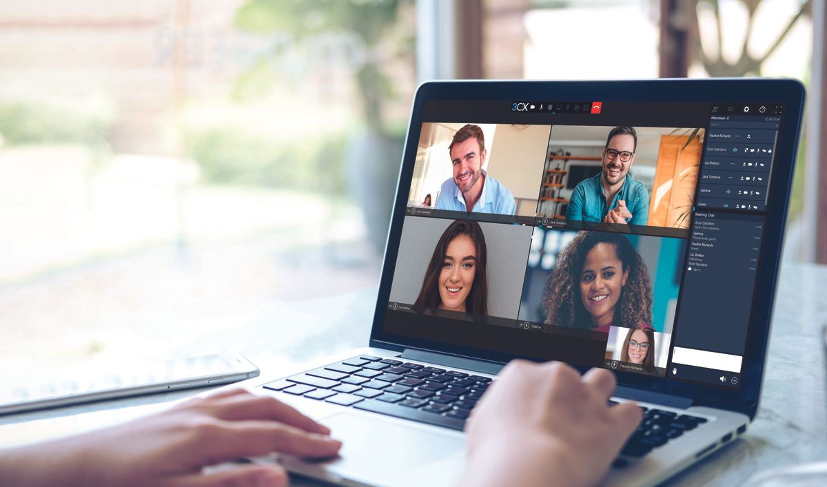 Videoconferencing on a laptop