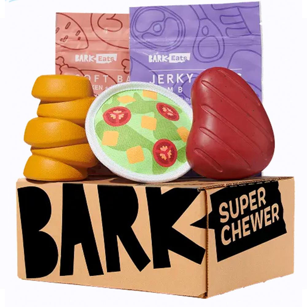 Bark SuperChewer box with toys and treat bags