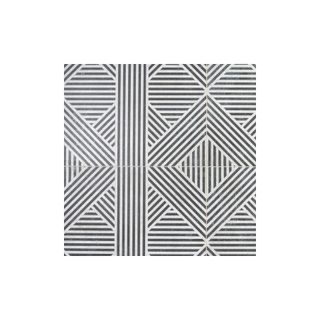 black and white geometric look kitchen tiles