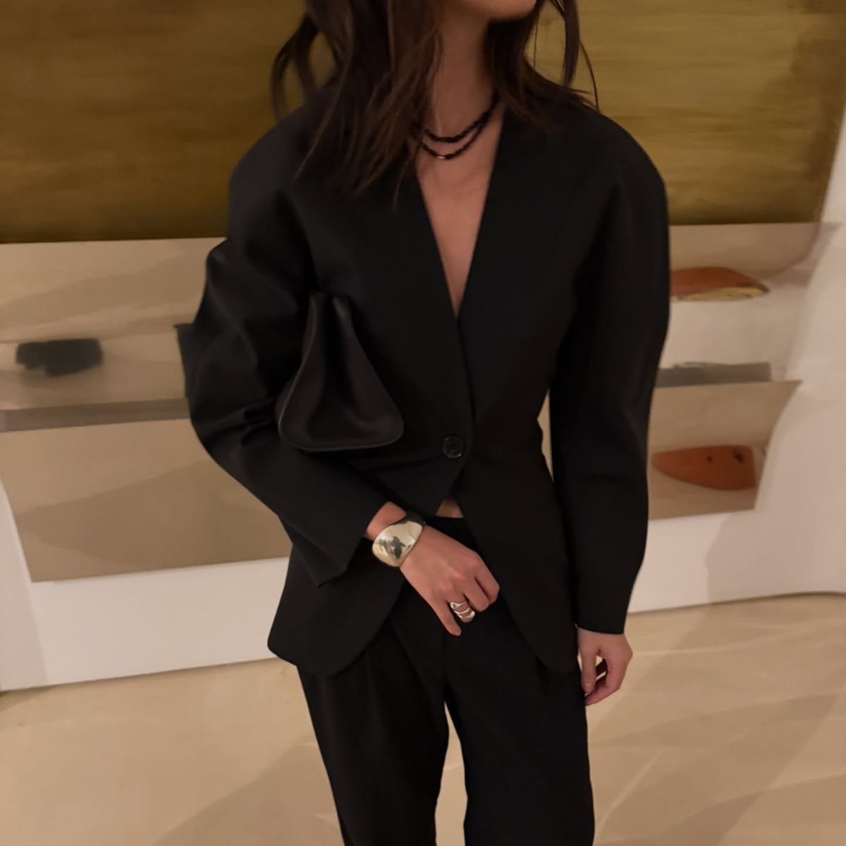 Mimi wearing COS blazer.