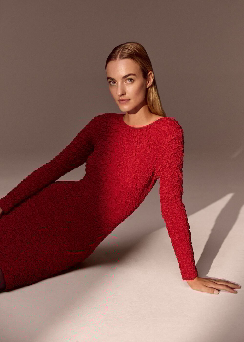 Eliza Red Textured Mini Dress