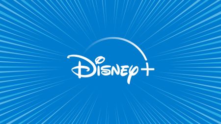 Disney+ logo on a blue rays background