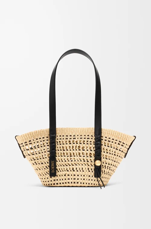 Small Braid Basket in Iraca Palm Ad Calfskin