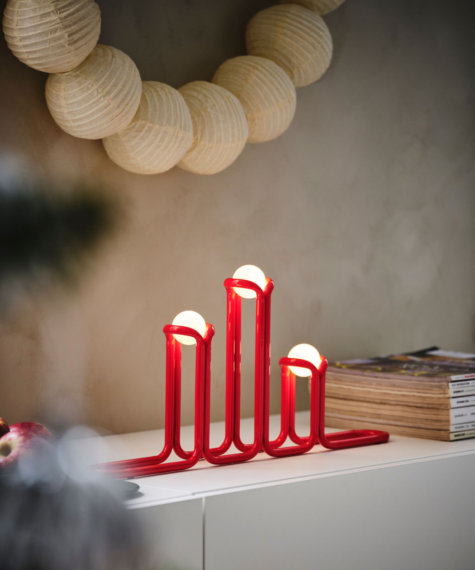 red candelabra light by Gustaf Westman x IKEA